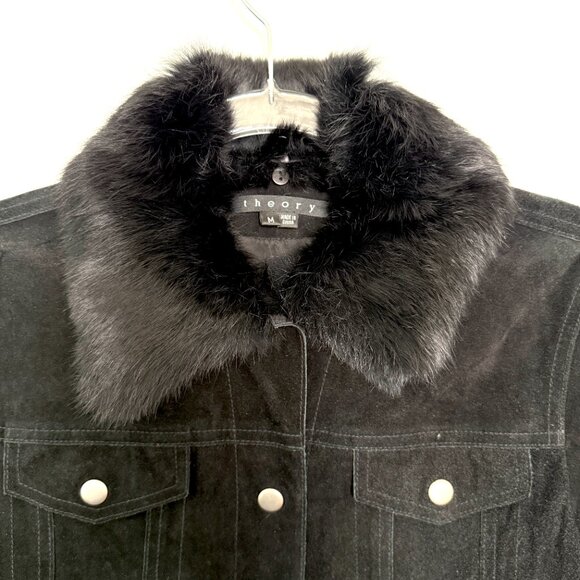 Theory Suede Jacket with Fur collar - Picture 4 of 6